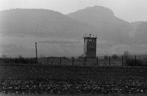 A view near Fulda of the inner-German-border fence constructed by the East German government.
